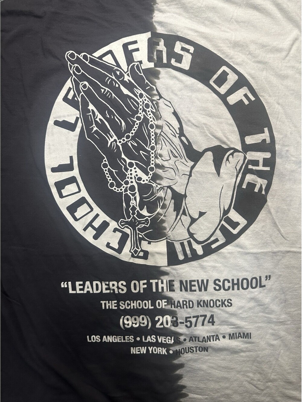 Men Split Dye Graphic Tee Prayer Hands Black White XXXL Grunge Alt Streetwear